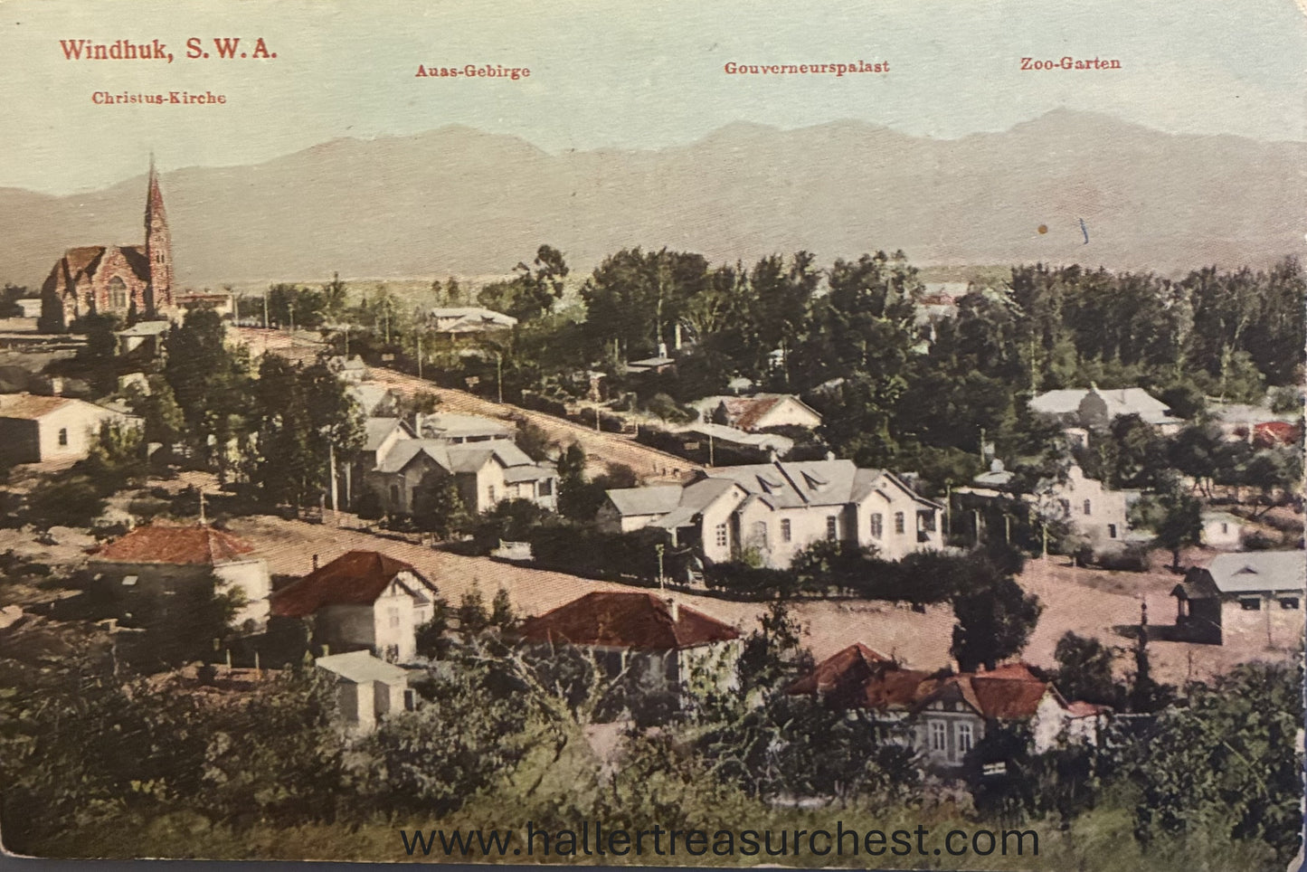 PC A 011.3. SWA Postkarte, Panorama von Windhuk - 5er Satz / SWA post card, panorama of Windhoek