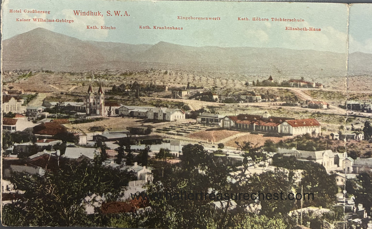 PC A 011.3. SWA Postkarte, Panorama von Windhuk - 5er Satz / SWA post card, panorama of Windhoek