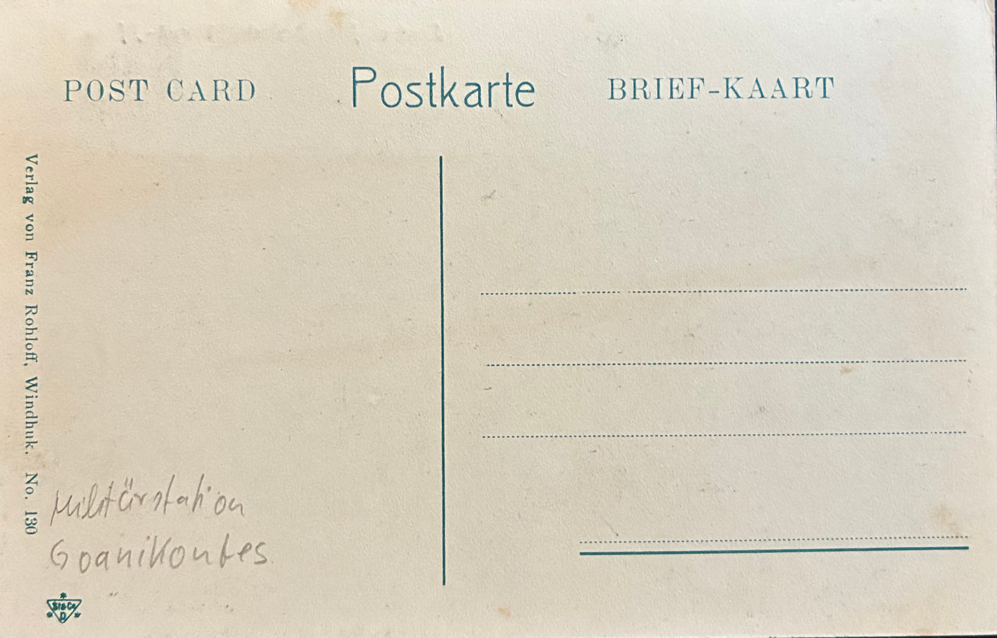 PC Nord-Süd 13.5 DSWA - Militärstation in Goanikontis / GSWA - Military station in Goanikontis