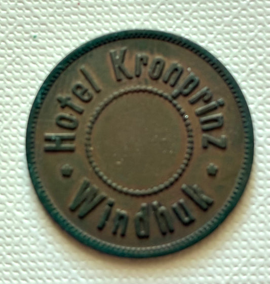 Token 19 – DSWA – German South West Africa – 25 Pfennig Werth-Marke of Hotel Kronprinz, Windhuk, c. 1900–1914