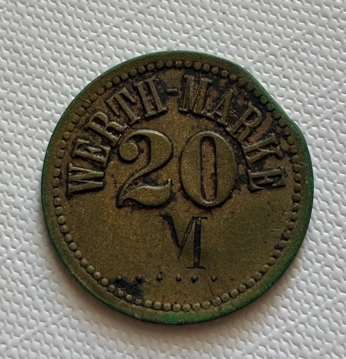 Token 22 – DSWA – German South West Africa – Hansa Hotel Misch, Swakopmund – 20 Pfennig Werth-Marke, c. 1900–1914