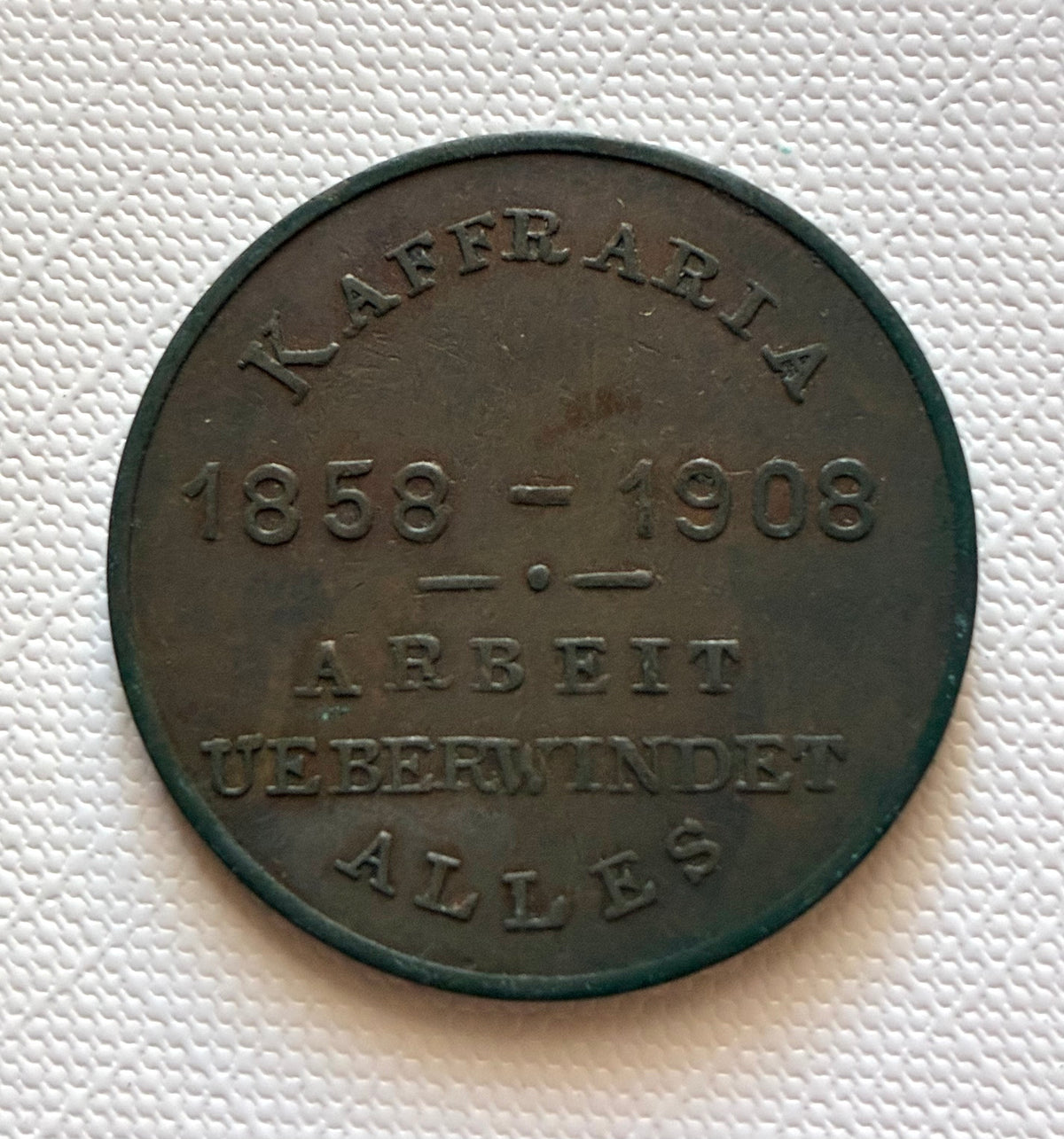 Token 29 – South Africa – Kaffraria 1858–1908 – 50th Anniversary of the German Settlers
