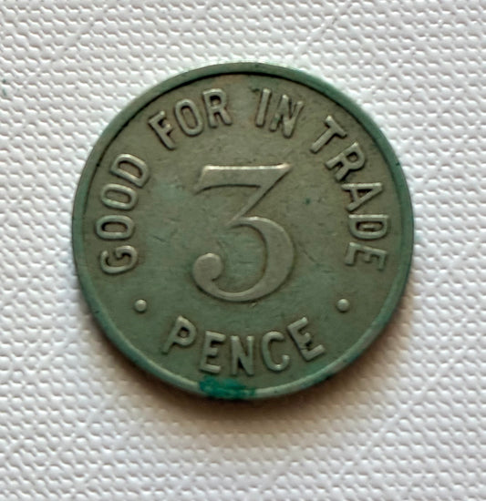 Token 31 – Southern Africa – “GOOD FOR IN TRADE – 3 PENCE” Trade Token, c. late 19th–early 20th century