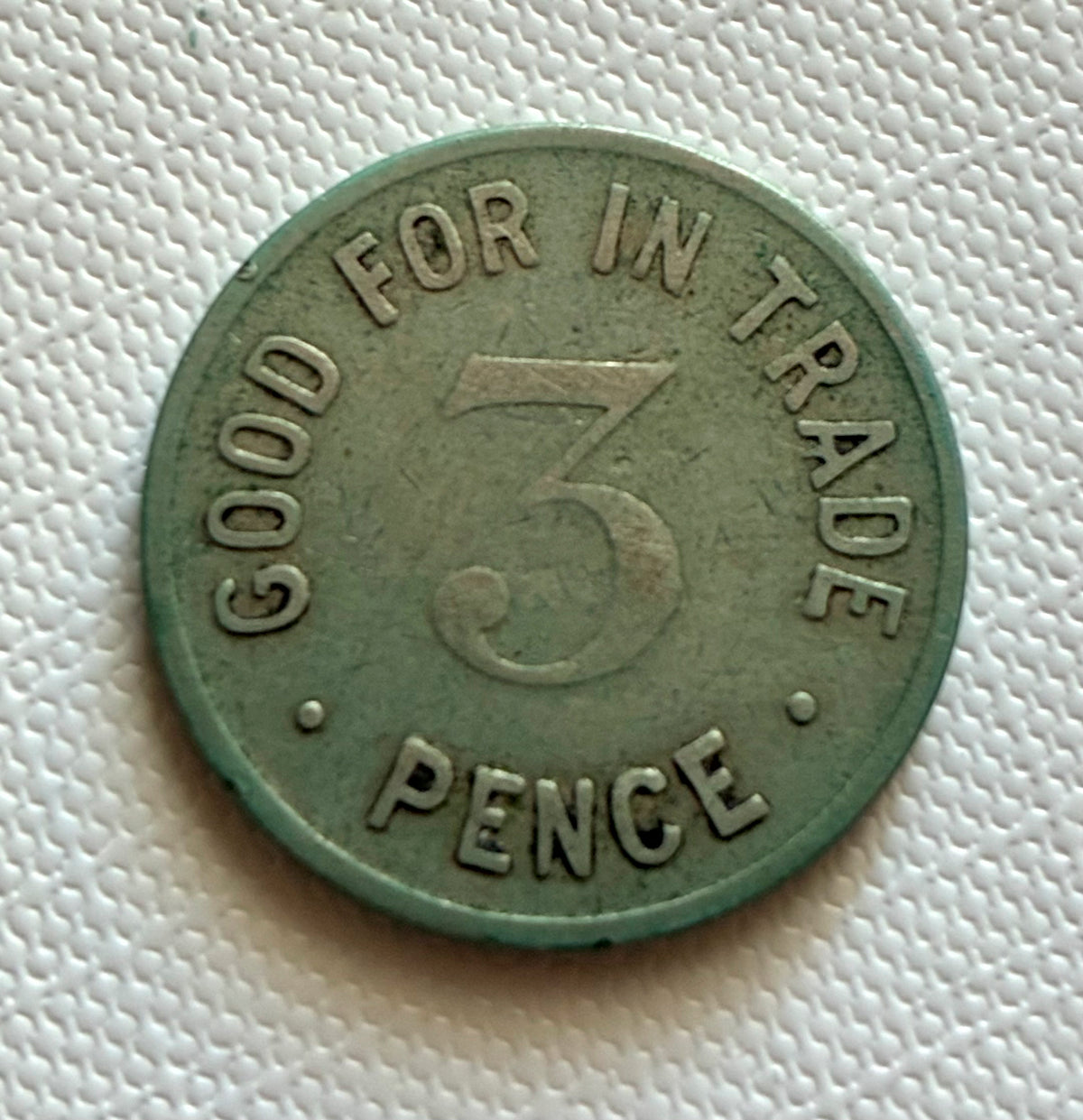 Token 31 – Southern Africa – “GOOD FOR IN TRADE – 3 PENCE” Trade Token, c. late 19th–early 20th century