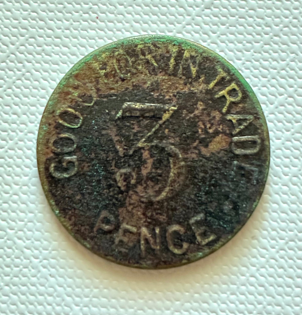 Token 32 – Southern Africa – “GOOD FOR IN TRADE – 3 PENCE” Trade Token, c. late 19th–early 20th century