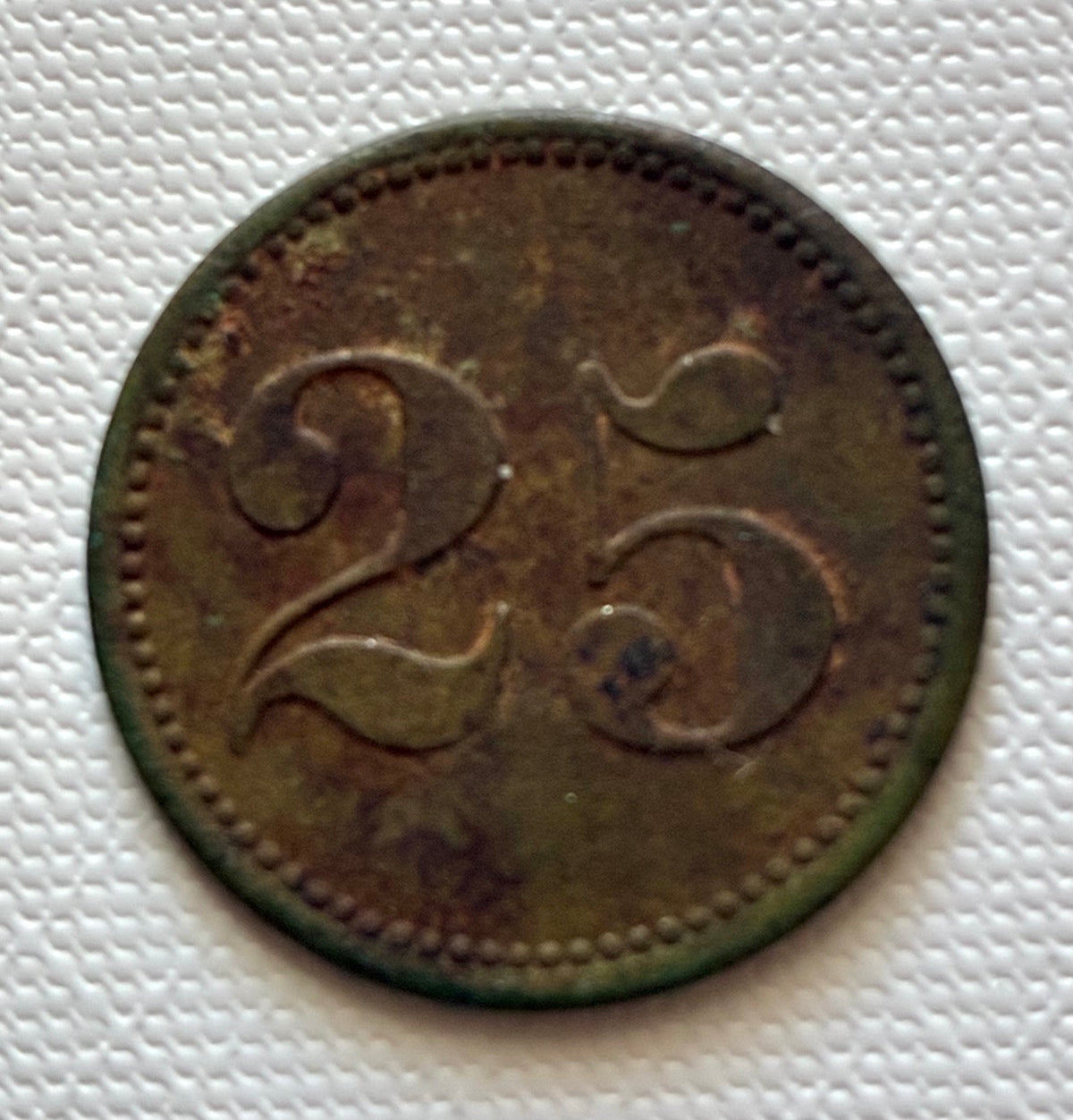 Token 35 – DSWA – German South West Africa – Hafen Hotel Swakopmund – 25 Pfennig Werth-Marke